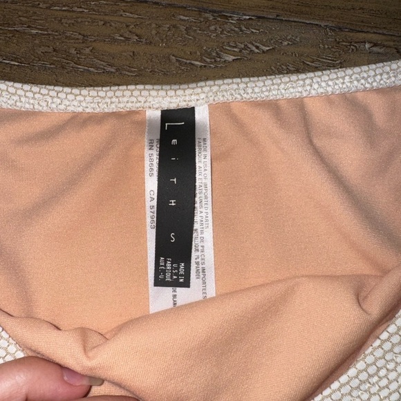 LEITH Cream & Gold High Waist High Cut Bikini Bottom and Bandeau Top Set Small - Picture 4 of 8